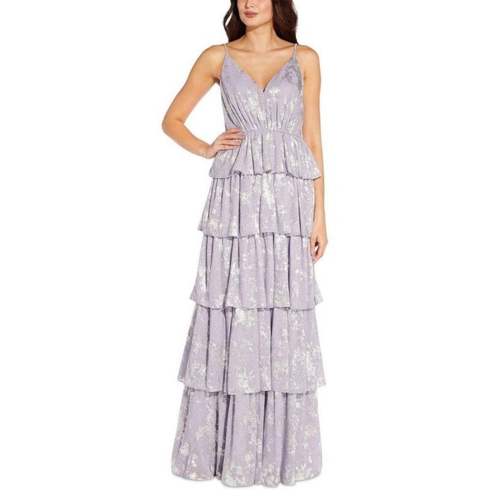 Aidan by Aidan Mattox Halter Tiered Maxi Dress